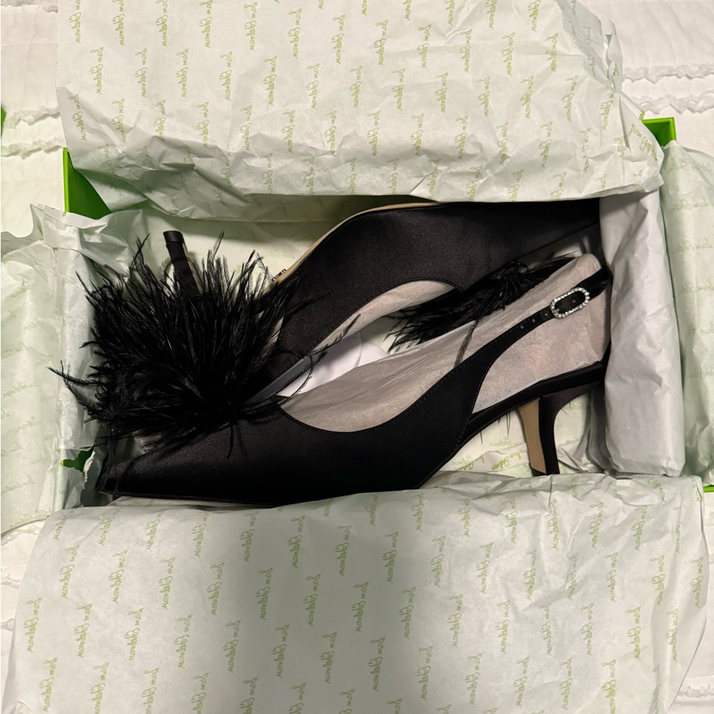 SAM EDELMAN
Women's Bianka Feather Slingback Kitten-Heel Pumps Size 9.5